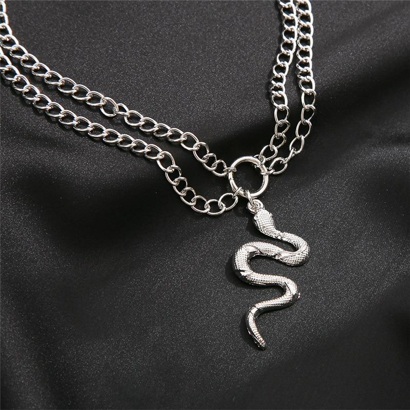 iF ME Gotický vícevrstvý řetízkový náhrdelník ve stříbrné barvě pro ženy Muži Náhrdelníky Punk Geometrické Srdce Lock Náhrdelníky Šperky Dárky