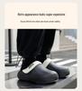 Men's Waterproof Indoor/Outdoor Plush Slippers with Thick Sole and Closed Toe for Winter Warmth.