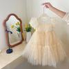 Dress Girls Princess Birthday Party Bow Summer Skirt Baby Girl's Bubble Sleeve Mesh Sequin Sweet Cute