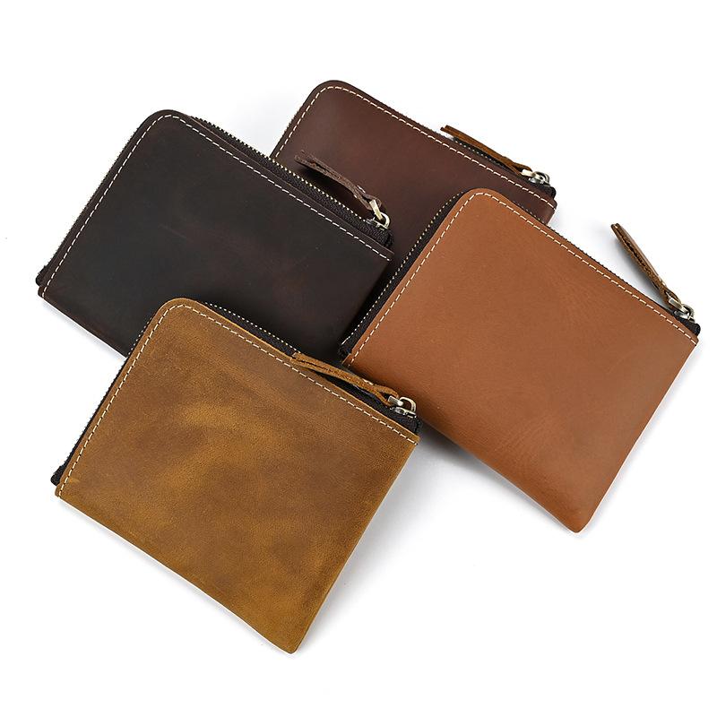 

Retro Crazy Horse Leather Change Bag Genuine Leather Men S And Women S Casual Zipper Wallet First Layer Cowhide Card Bag Change Bag
