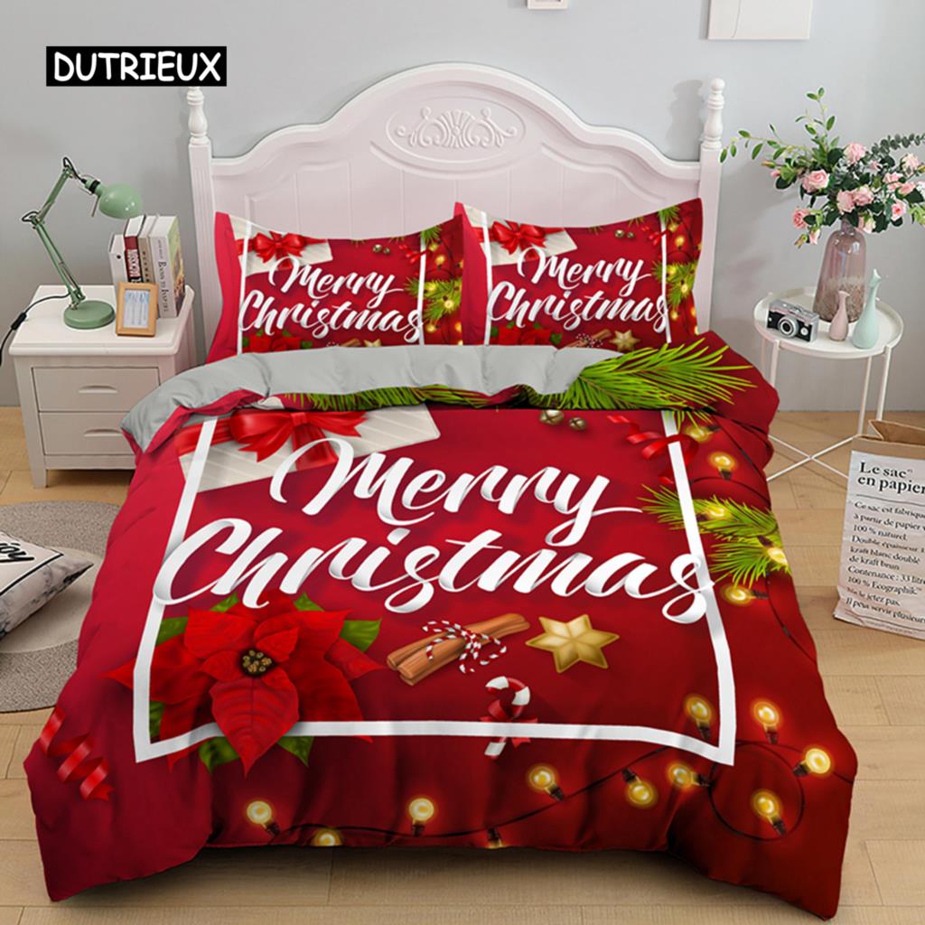 3D Printed Merry Christmas Bedding Set Queen/Twin/King Size  Christmas Decoration Home Bedclothes with Bedding Pillow