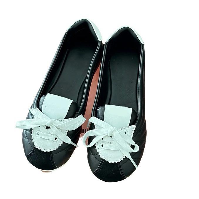 Home Forrest Gump training shoes 2025 spring and summer new French ballet flats round head lace-up splicing single shoes women