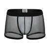 Men Sexy Mesh Boxer Trunks Soft Underwear Transparent Underpants Bulge Pouch Panties Breathable Boxer Shorts Lingerie Knicker