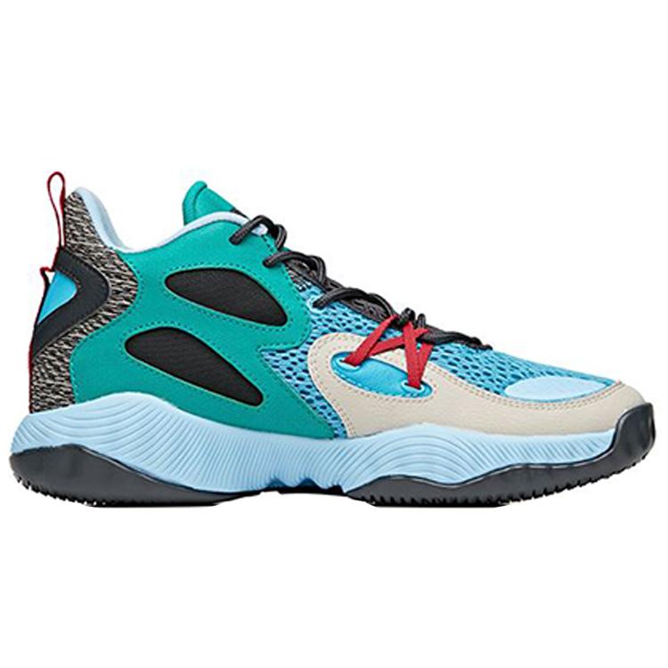 Anta Wind Tunnel 1 Slip Resistant, Abrasion Resistant, Lightweight Mid Top Basketball Shoes Men's Blue Green 112021617S-3