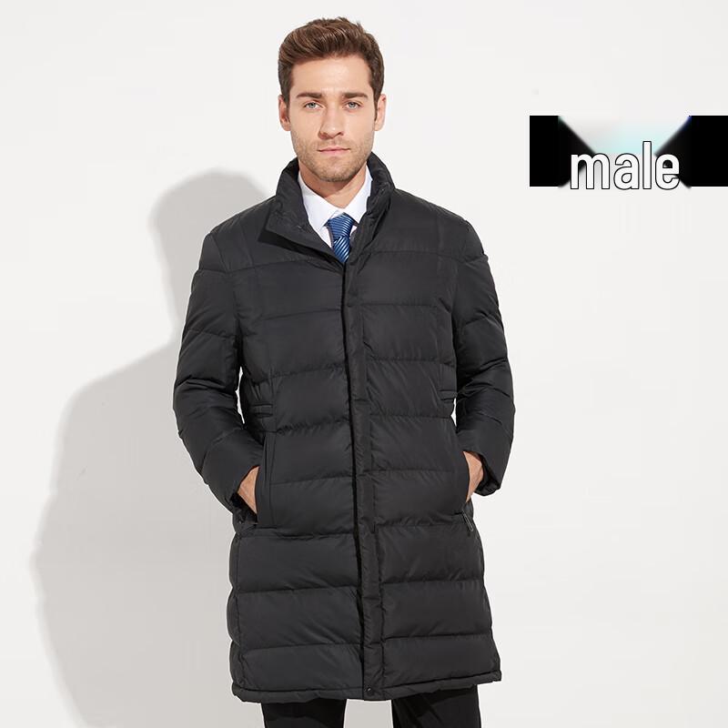 KawaiDun Unisex Mid-length Black Down Work Coat