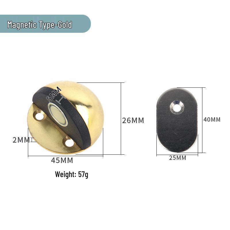 Stainless Steel Magnetic Door Stopper - Punch-Free, Anti-Collision, Rubber Top Limiter