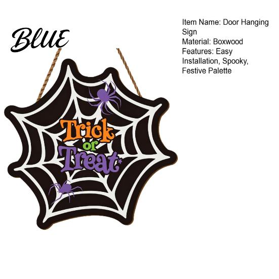 Durable Wood Craft Decoration Wooden Halloween Door Hanger Sign Spider Web Hanging Trick Sign or Treat Plaque Rustic Farmhouse Entryway with
