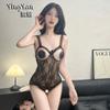 Smoke Sexy Lingerie Sexy Lace Seduction Open Crotch Free Pajamas Hot Hollow Perspective Onesie Uniform
