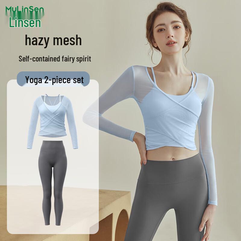 

Women s Mesh Long Sleeve Yoga & Fitness Two-Piece Set L