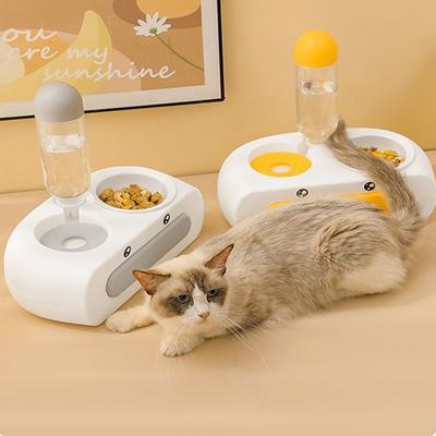 Ciotola Mangiatoia 2 in 1 per Animali Domestici Cani con Bottiglia d'Acqua per Cani Gatto Bevanda Automatica Ciotola per Cibo per Gatti Pet Doppia 3 Ciotole Mangiatoia in Acciaio Inossidabile