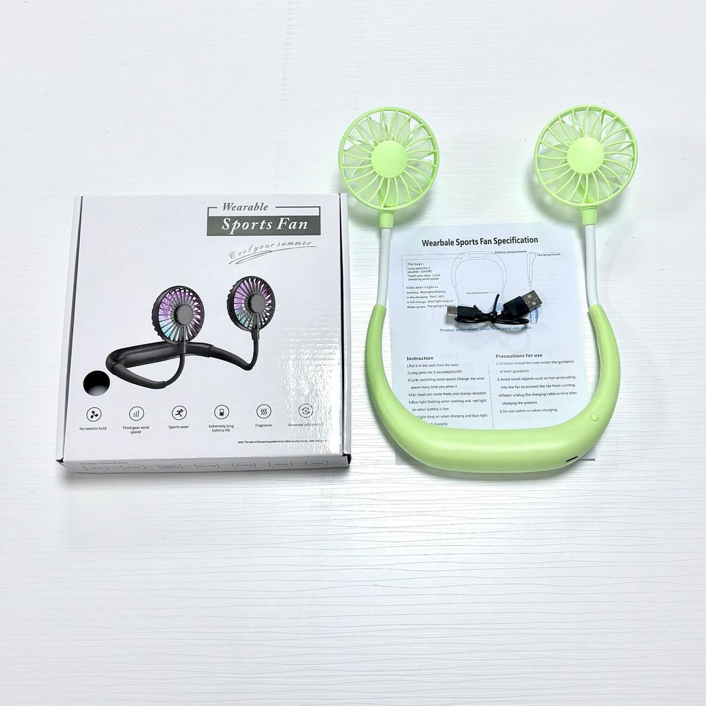 Travel Portable Neck Fan Usb Personal Mini Lazy Person Fan 360 Degree Rotation Cooling Wearable Fan with Electric Power Source