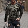 Vintage Long Sleeve T Shirt For Men Animal 3d Print Top Summer Men'S Casual Oversized O Neck Pullover Fashion Male Clothes