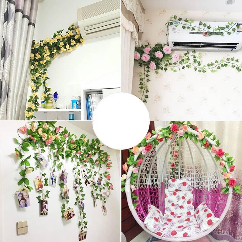 Elegant 69-head White Rose Artificial Vine For Wedding And Home Decoration