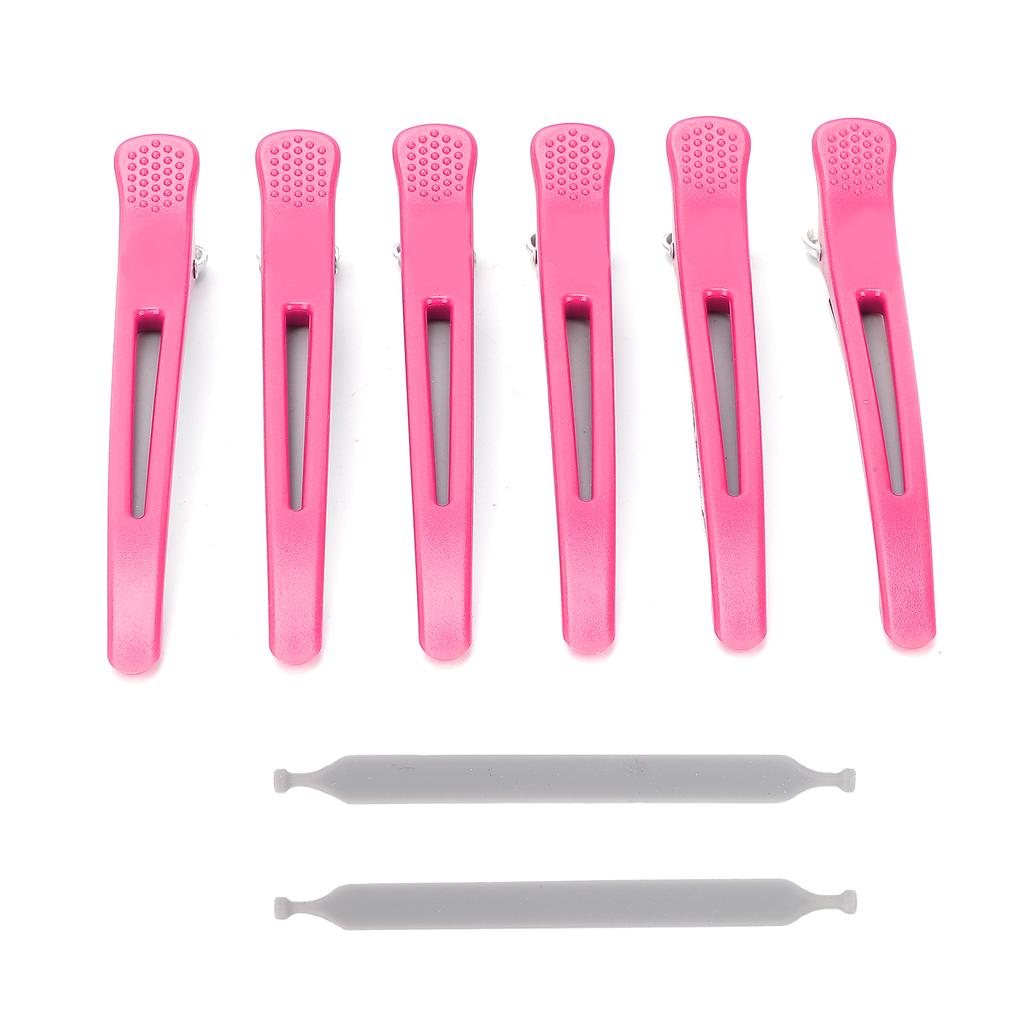 6Pcs Professional Hair Clips NonSlip Dividing Duckbill Hair Clips for Hair Cutting Styling(Rose Red
