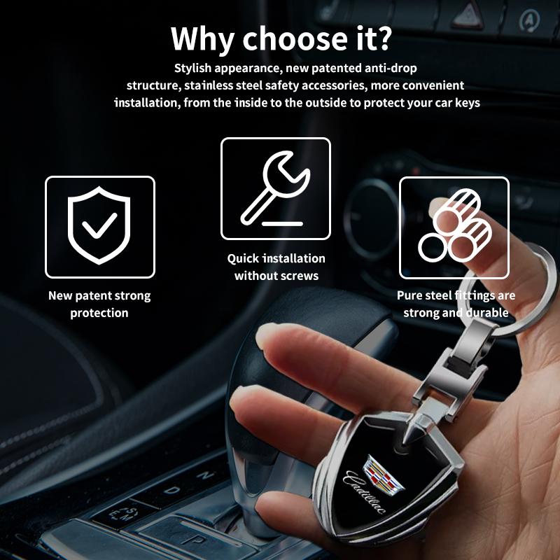 1PCS 3D Metal Car Logo Key Rings Keyring Logo Stying Shield Shaped Keychain For Cadillac XT5 XTS CTS BLS SLS DTS SRX Escalade Tiburon Deville