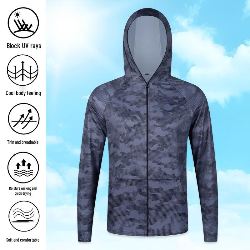 Men's Lightweight Camouflage Ice Silk Sun Protection Suit for Outdoor Fishing - Breathable & Anti-Mosquito