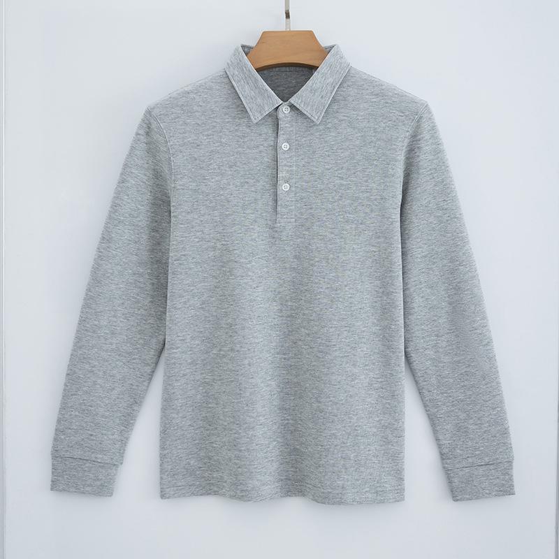New Non-ironing Double-sided Cotton POLO Shirt Men's Solid Color Spring and Autumn Casual Business Shirt Collar Long Sleeves
