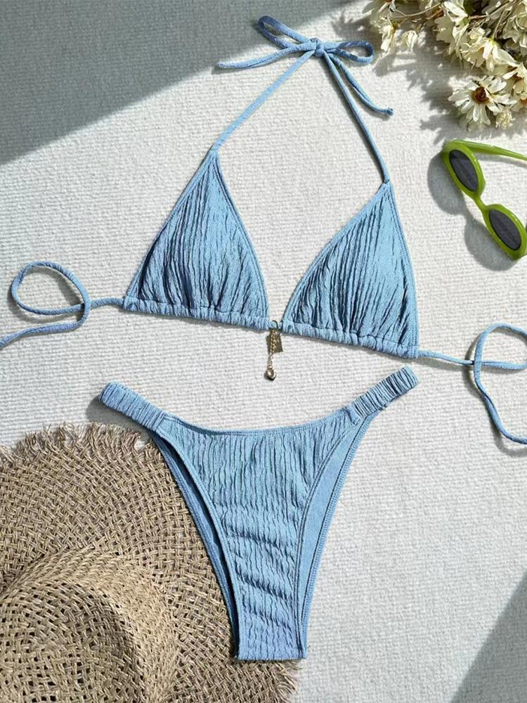 2026 Women's Brand New All Season Backless Fashion Sexy Lace Up Bikini 2-piece Set Split Swimsuit Beach Brazil