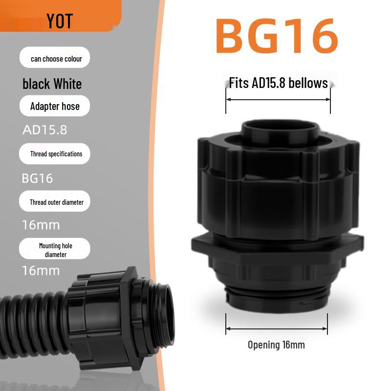 

BG Нейлоновый PA66 Быстросъемный Резьбовой Прямой Фитинг для Гофрированного Шланга