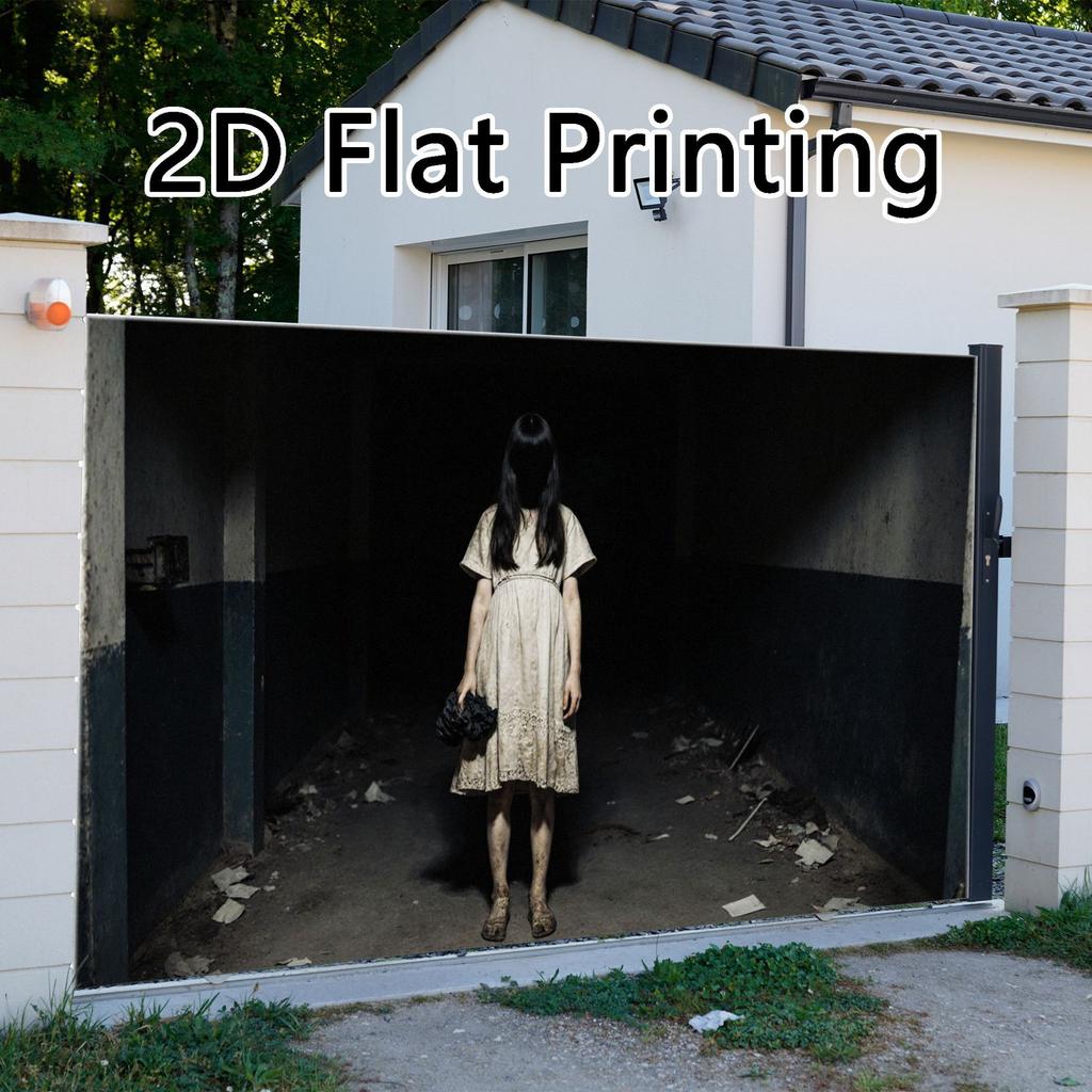 Single pack 2D flat printing Halloween printed garage door wall hanging fabric.zyc