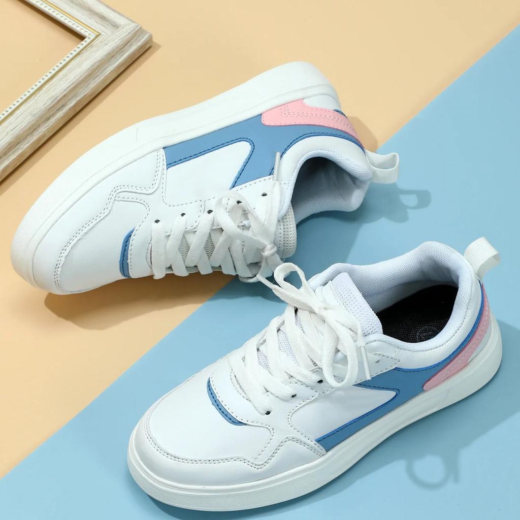 White Shoes PU Leather Board Shoes Women Breathable Casual Sneakers Men Lace-up Trendy Running Trainers Anti-slip Waterproof