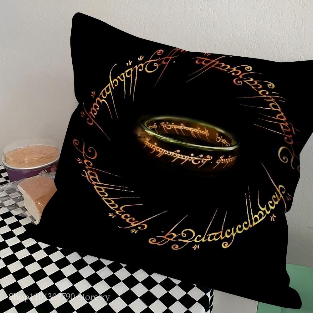 The L-Lord Of The R-Rings Pillow Case Square Pillow Bedroom Sofa Leisure Comfort Cushion Car Living Room Home Decoration 16x16Inch