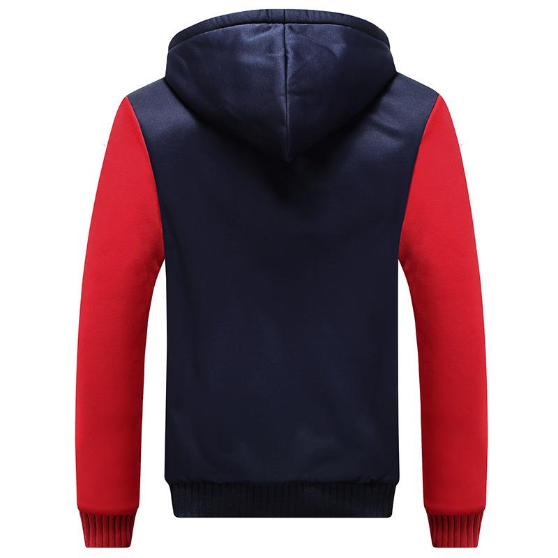 Autumn Winter Men's Casual Sports Suit Hooded Cardigan Plus Velvet Jacket Thick Sweater