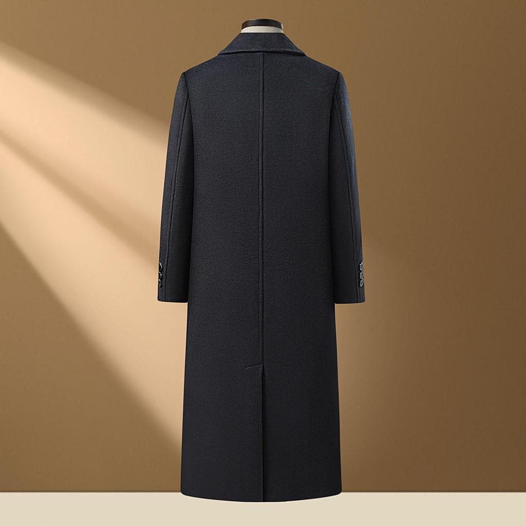 Men's Extra Long Wool Tweed Trench Coat - Business Formal Wear