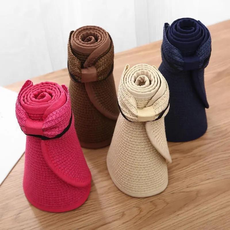 WTEMPO Women Summer Visors Caps Foldable Sun Hat Wide Large Brim Beach Hats Straw Hat Chape Femme Beach UV Protection Cap