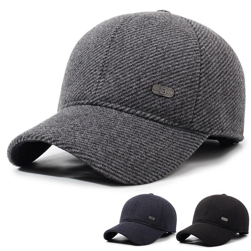 Autumn Winter Men's Warm Cap Middle-Aged Baseball Cap Outdoor Velvet Thick Cotton Cap