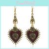 Boucles d'oreilles gothiques en forme de cœur en alliage avec placage vintage pour femmes style punk