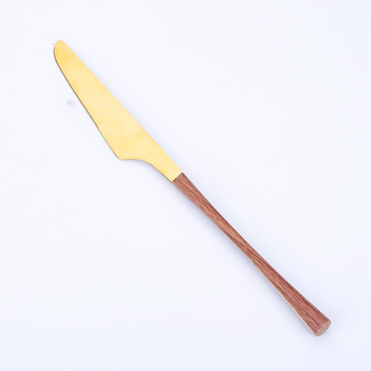 430 Stainless Steel Knife and Fork Spoon Small Waist Wooden Handle Western Tableware Set Portuguese Tableware Steak Knife and Fork