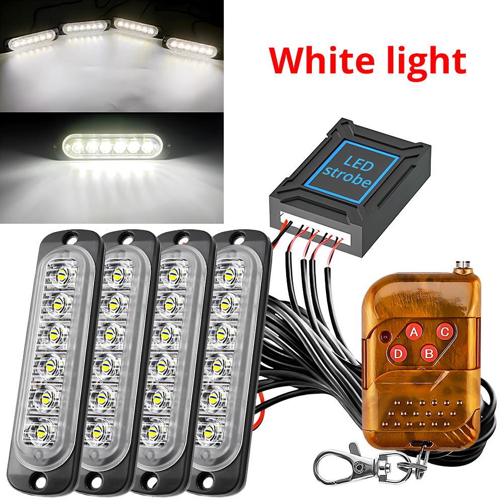 

4X 24LED номерной знак багажника лампа стробоскоп беспроводной автомобиль аварийный мигающий светодиод 12V прицеп грузовик стробоскопы полиция предупреждение авто белый
