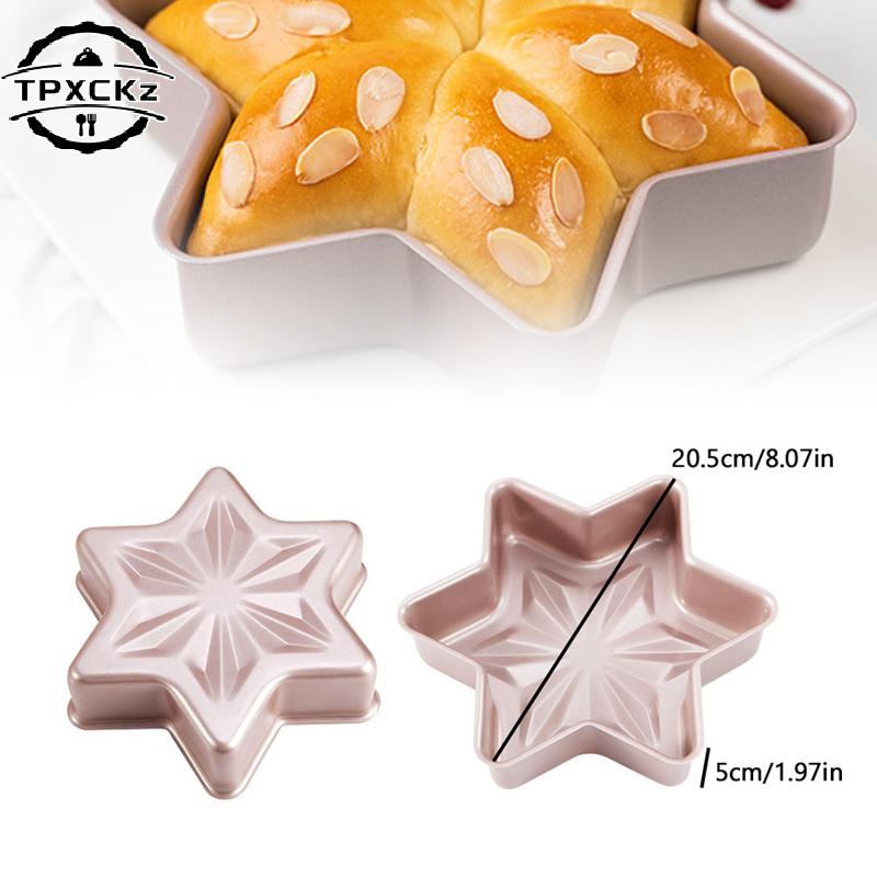 1pc Champagne Gold Star Shaped Cake Pan Mold Baking Hexagonal 3D Nonstick Coated Baking Pan Bread Cheese Oven Pan Kitchen Tools