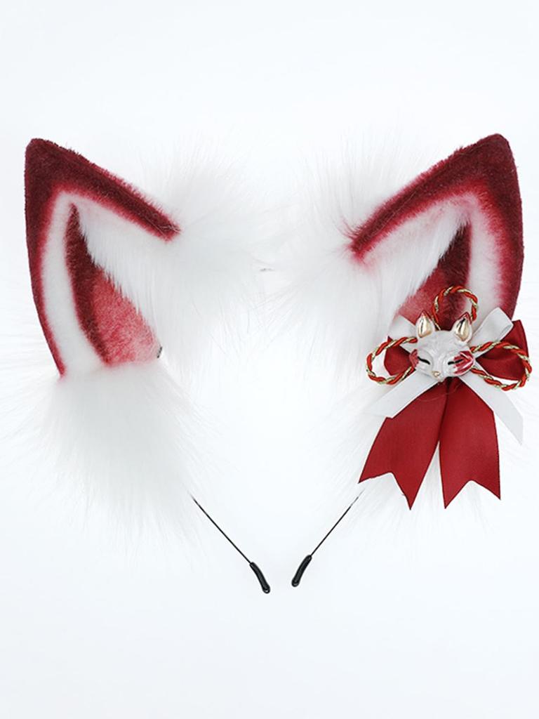 [SENMHS] Fox Spirit Style Cat Ears & Tail Costume Set - Fluffy, Handmade, Accessory, Bijou Chain, Cute, Fancy Dress, Cosplay, Comic Show, Halloween,