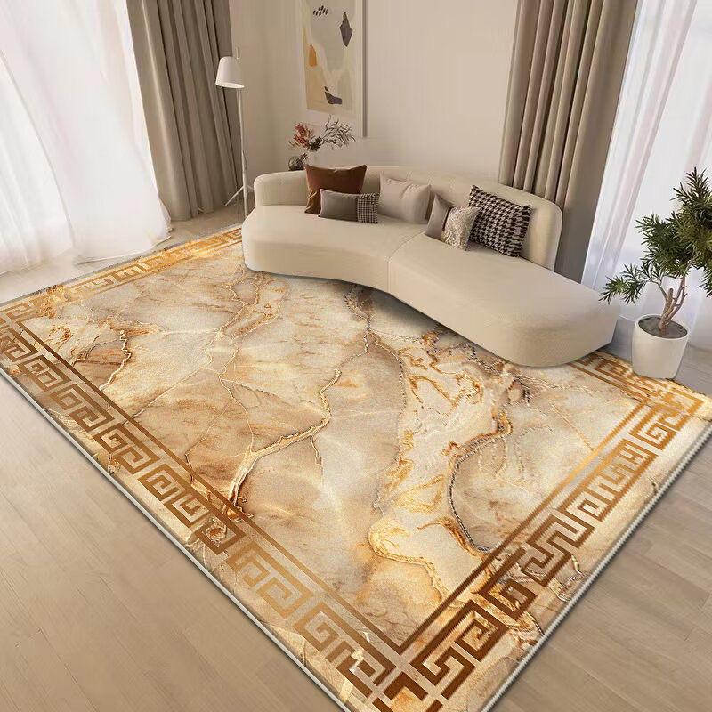 Large Area Golden Rugs for Living Room Nordic Style Decoration Sofa Area Carpet Home Bedroom Decor Cloakroom Floor Mat Non-slip
