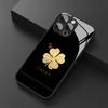 Lucky Clover Pattern Tempered Glass Phone Case Suitable for iPhone 17 16 15 14 13 12 11 Pro/Max/Plus Anti Drop and Anti Shock