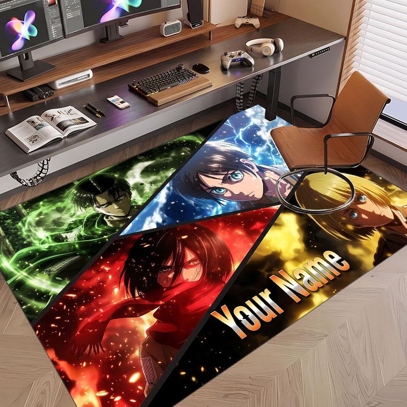 Custom Name Crystal Velvet Rug,Attack on Titan Comfortable Anti Slip Floor Mat For Room Decoration