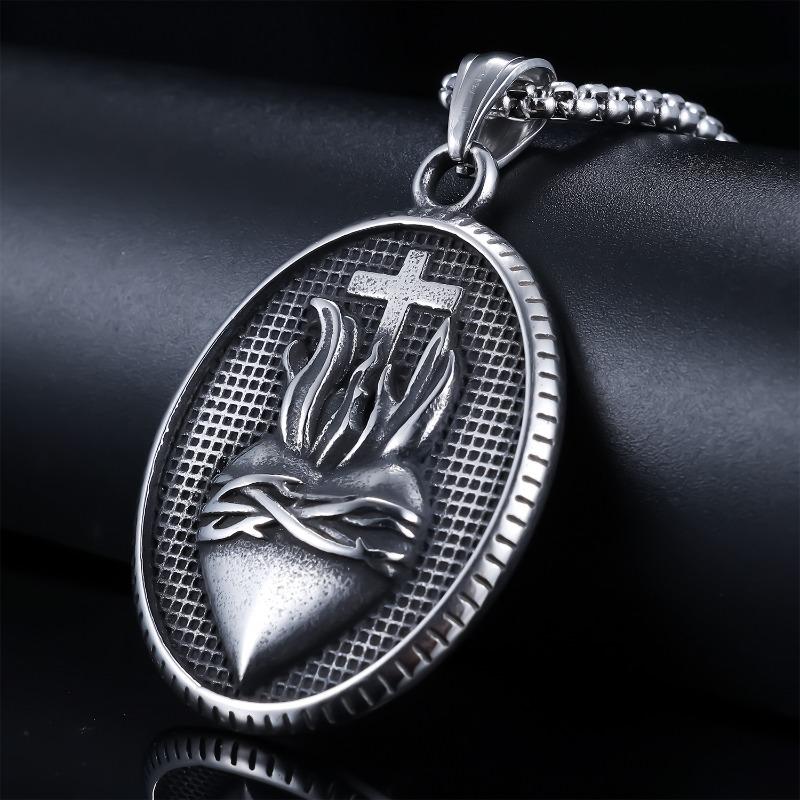 Meier European and american style hot-selling personalized pendant cross jewelry stainless steel men s heart pattern