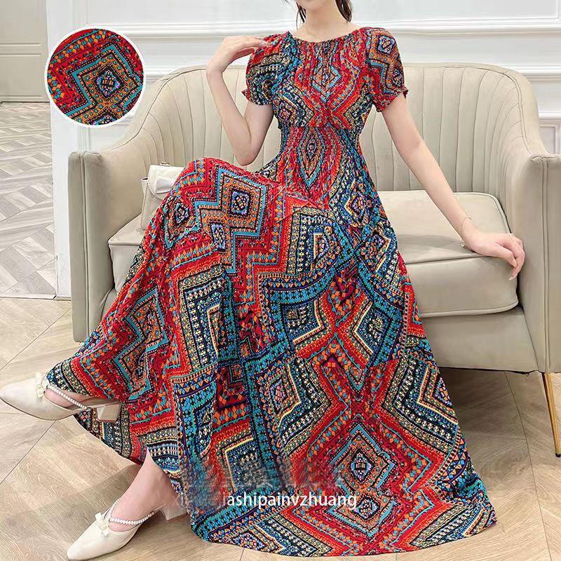 Seaside vacation beach dress cotton floral dress female shabahemi muslim