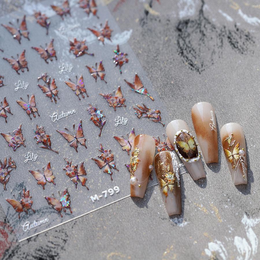 

New Year Frosted Embossed Cartoon Nail Stickers - M-799