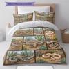 Retro Oil Painting Animals Pattern Bedding,Quilt Set Quilt Cover Pillowcase Home Birthday Gift (1 * Duvet Cover + 2 * Pillowcase, Without Core)