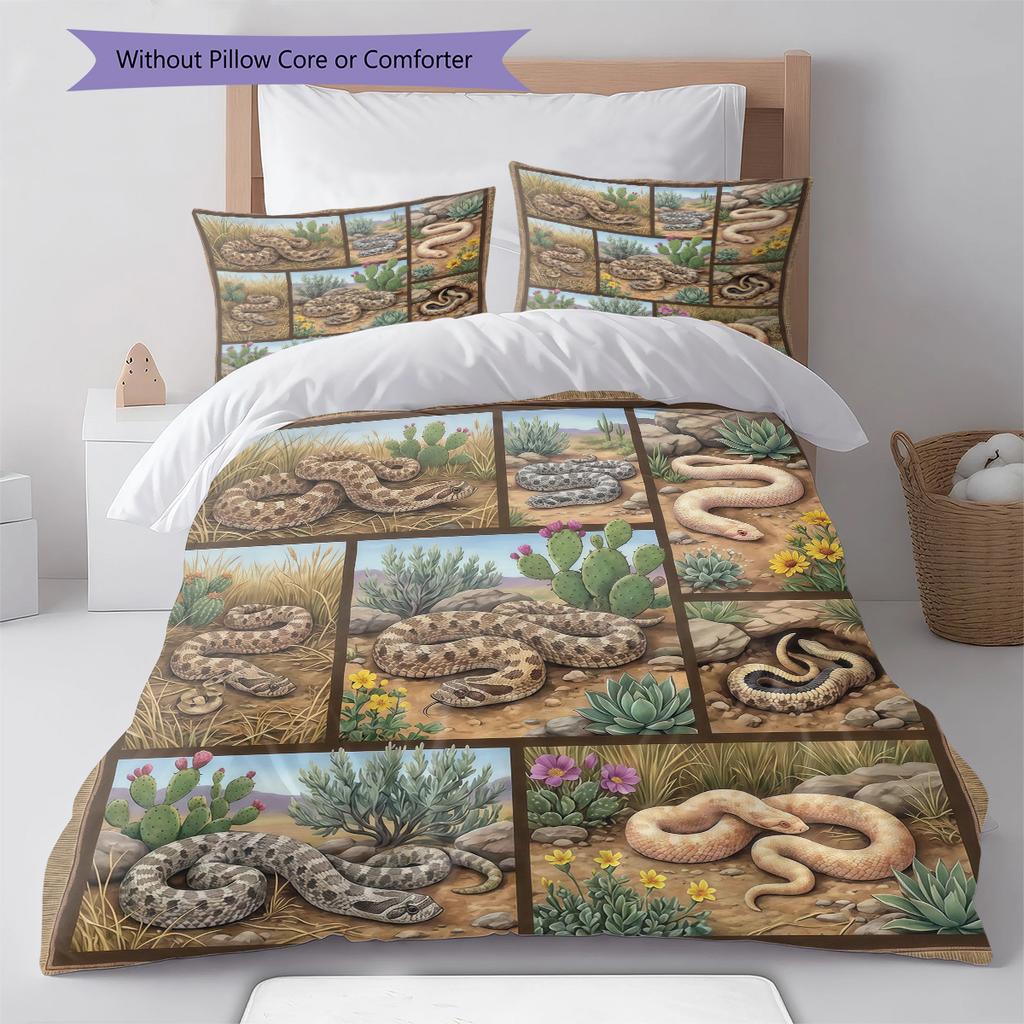 Retro Oil Painting Animals Pattern Bedding,Quilt Set Quilt Cover Pillowcase Home Birthday Gift (1 * Duvet Cover + 2 * Pillowcase, Without Core)