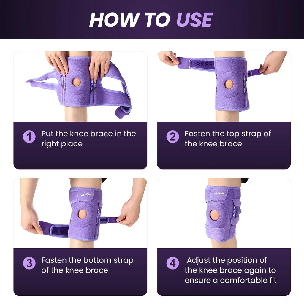 Adjustable Knee Brace With Side Stabilizers Patella Gel Pad For Running Cycling Climbing Support