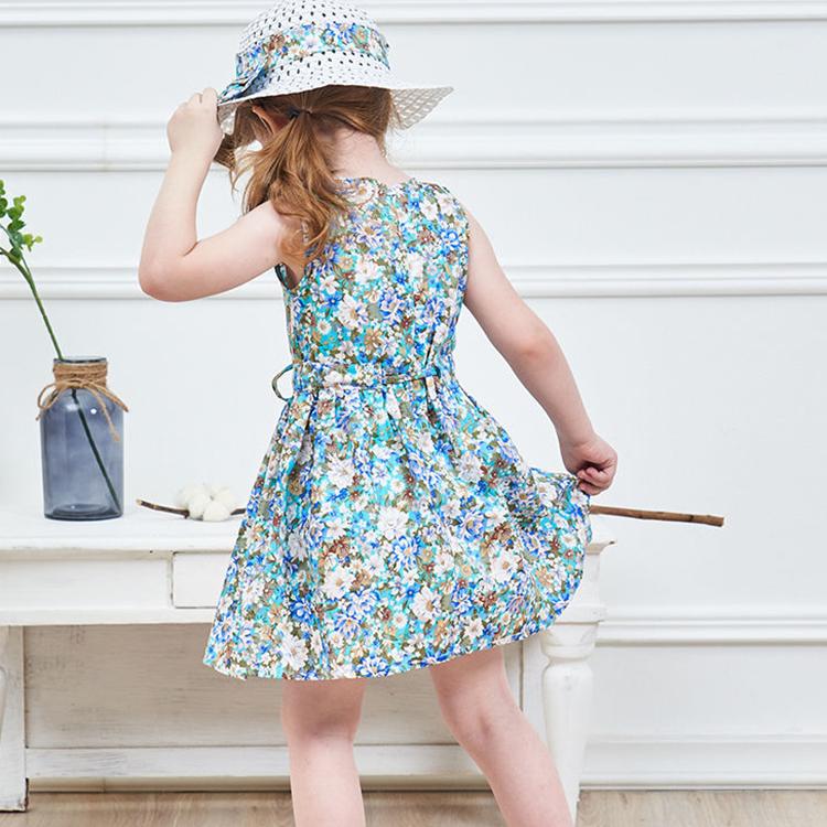 2 Teile/satz Mädchen Kleid + Hut Baumwolle Komfortable kinder Kleid Sommer Kleid Floral Mädchen Ärmelloses Kleid Für Kinder