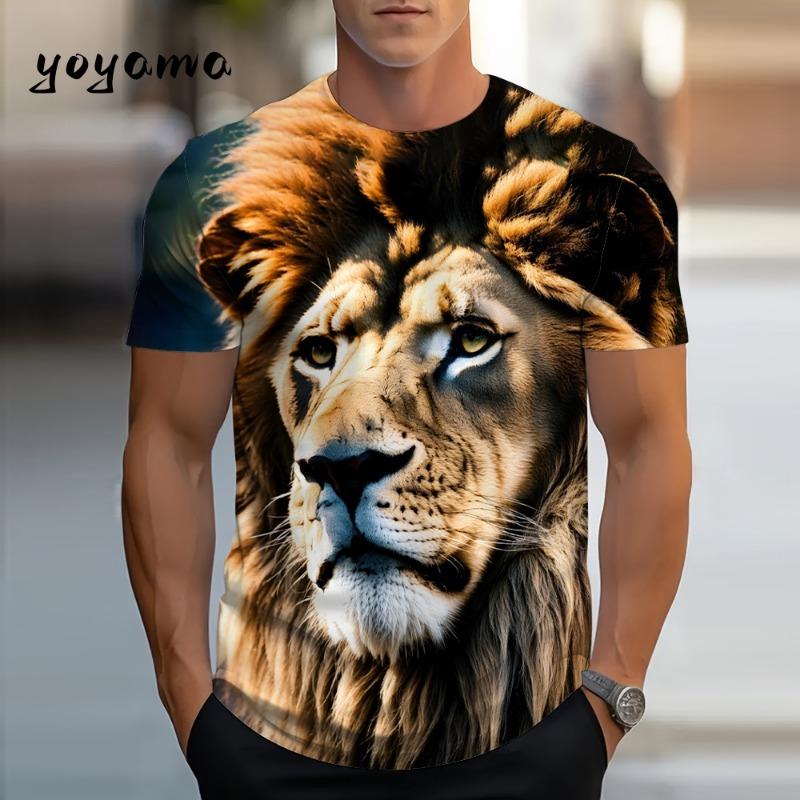 3D Tiger Men's T-Shirt Summer Outdoor Breathable Men Top Trendy Versatile Men's Clothing Casual Printed Men's Short Sleeve Shirt