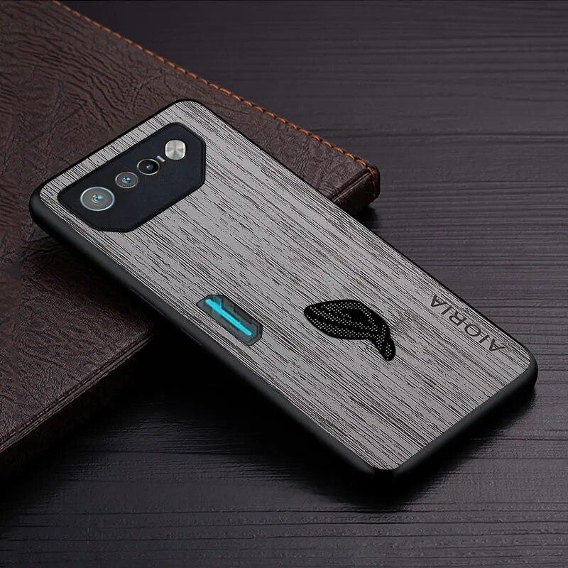 Pouzdro pro Asus ROG Phone 7 5G funda vzor bambusové dřevo Kožený kryt telefonu Luxusní coque pro pouzdro Asus ROG Phone 7