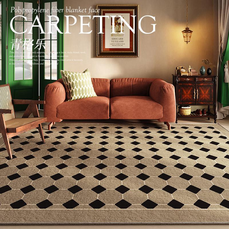 French Retro Living Room Decoration Carpets Thicken Bedside Rugs for Bedroom Large Area Home Non-slip Mat Washable Lounge Rug