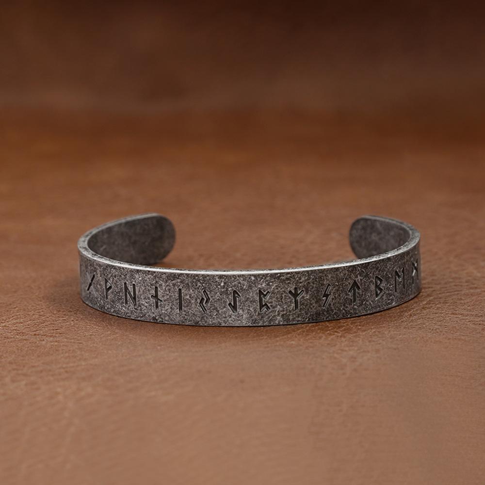 Stainless Steel Rune Bracelet Retro Literary and Artistic Men and Women Personality Fashion Letter Titanium Steel Bracelet