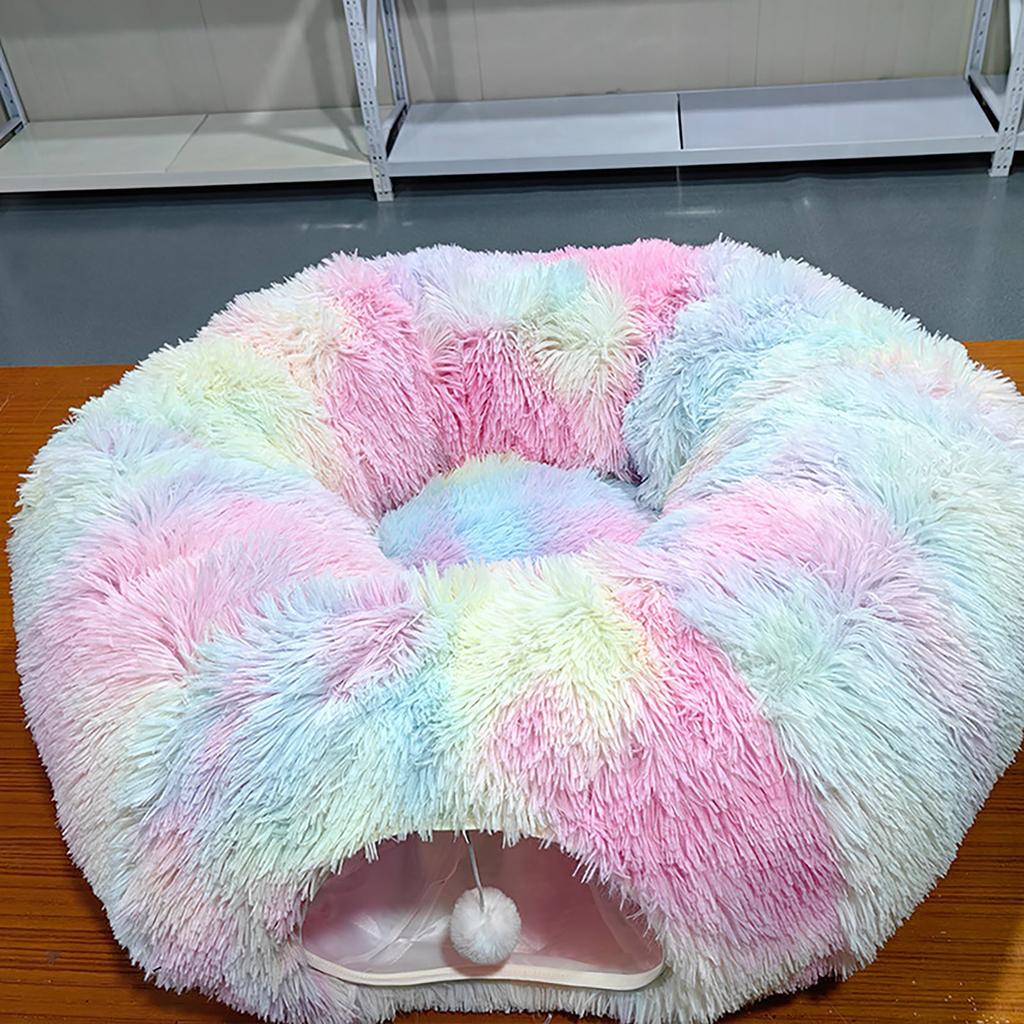 Cat Tunnel Bed Pet Playground Toy Soft Plush Material Full Moon Shape Suitable For Small Cats